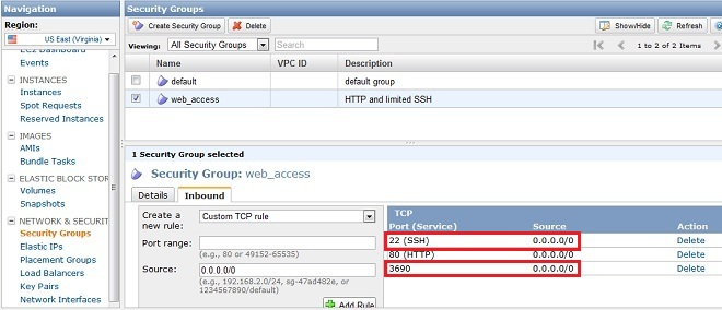 Amazon EC2 Unblock SVN Server Port In Security Groups