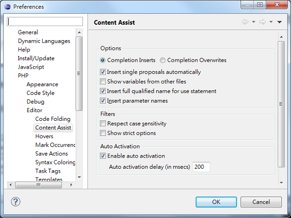 Eclipse Code Completion Content Assist Dialog