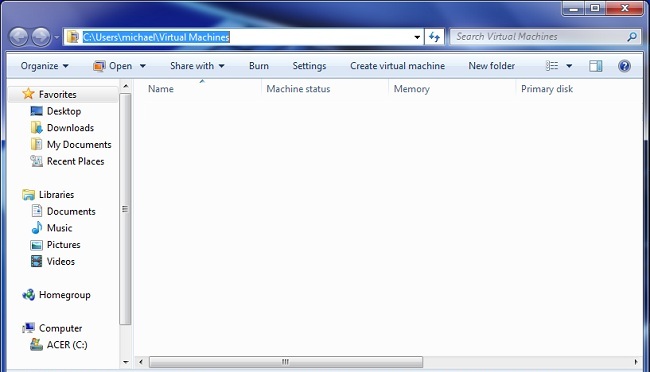 Windows Virtual PC Window Screenshot