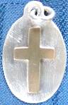 Silver Oval Base Brass Cross Pendant