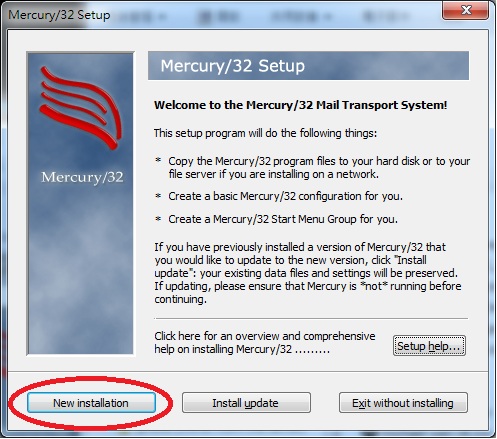 Mercury/32 SMTP Program for Windows