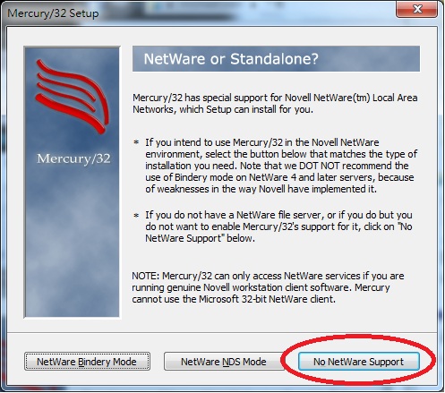 Mercury 32 Mail Transport System Setup Netware Or Standalone