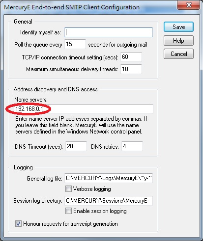 Mercury 32 SMTP Client Configuration